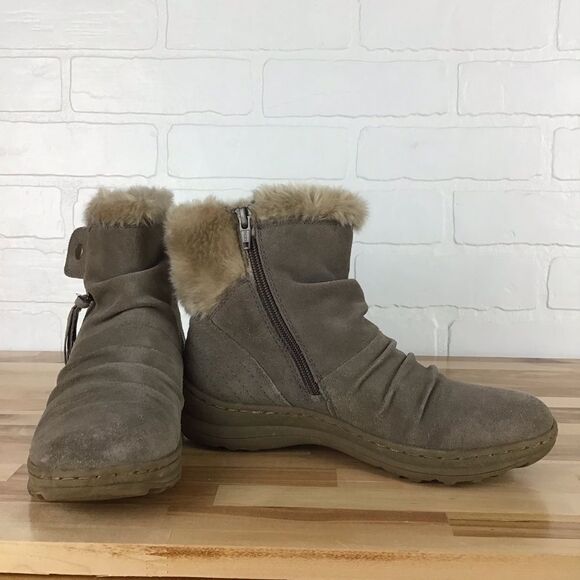 Baretraps suede faux fur ankle winter boots tan beige - Picture 6 of 16